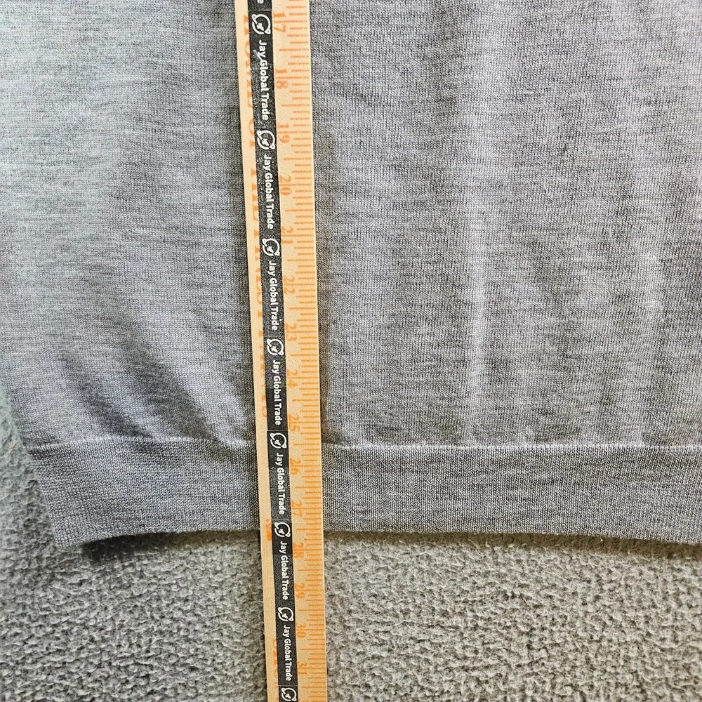 J Crew 100% Merino Wool Sweater Men XL V-Neck Gray Pullover‎